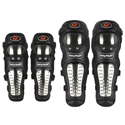Abbildung von GES 4 STÜCKE Motorrad &amp; Fahrrad Erwachsene legierung Stahl ATV Motocross Ellenbogen Knie Schienbeinschutz Pads Protector Kit Racing (Lang)