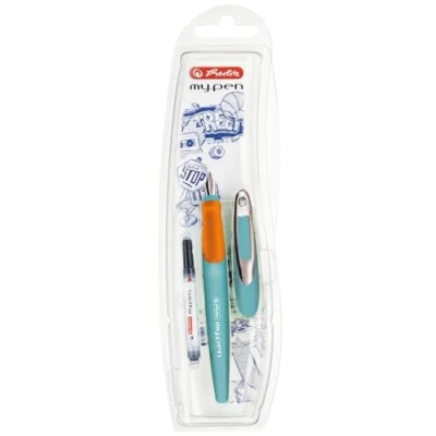 Abbildung von Herlitz Schulfüllhalter my.pen M Feder Türkis/Orange M, 1 Stück (1er Pack)