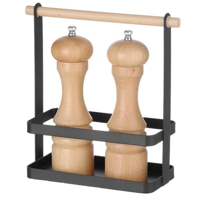 Abbildung von HENDI Besteckbehälter 23 x 10 24 cm schwarz holzgriff pulverbeschichtet gastro für Tisch gastronomie, Tischbutler Caddy