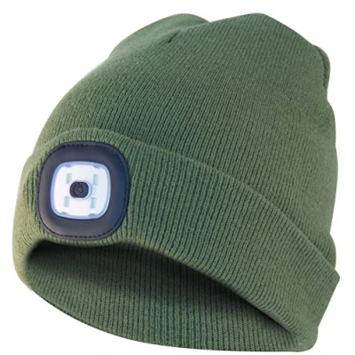 Abbildung von Velamp Unisex Lighthouse Kappe Mit LED Frontleuchte, 100 Lumen, Wiederaufladbar, Waschbar. Zum Campen, Joggen, Arbeiten, Militär Grün, 30 EU