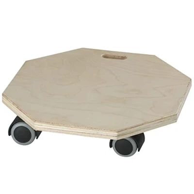Abbildung von Dörner + Helmer Transportroller Octo Soft, 280mm x 70mm, 80kg Tragkraft, Doppelrollen, für Kisten und Möbel, Holzfarben