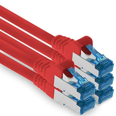 Abbildung von 1aTTack.de Patchkabel 5X 5m Ethernet, Netzwerk, Lan Kabel CAT6a (für Gigabit Netzwerke, Router, Switch, Modems mit RJ45 Eingang rot)
