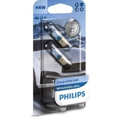 Abbildung von PHILIPS 12036WVUB2 Glühlampe, Blinkleuchte 12 6 H6W, Miniatur Halogenlampe MERCEDES BENZ: E Class T modell, A Class, CLK Coupe, VOLKSWAGEN: Golf 4