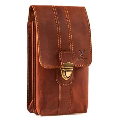 Abbildung von MATADOR Málaga XL Echt Leder Universal Handy Gürteltasche Vertikal Extragroß Outdoor Handytasche XXL mit Viel Volumen für Smartphone bis 7,5 Zoll und Portemonnaie oder Geldbörse im Hochformat