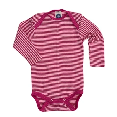 Abbildung von Cosilana, Baby Body Langarm, 70% Wolle, 30% Seide (Pink/Natur, 50 56)