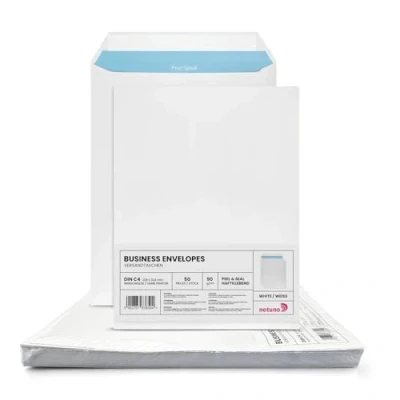 Abbildung von Netuno 50x Versandtasche Weiß DIN C4 229 x 324 mm 90g großer Briefumschlag a4 ohne Fenster haftklebend Umschlag Maxibrief Briefkuvert groß große big envelopes