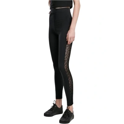 Abbildung von Urban Classics Flock LACE Stripe Leggings Hosen, Damen, Größe: Medium, Black