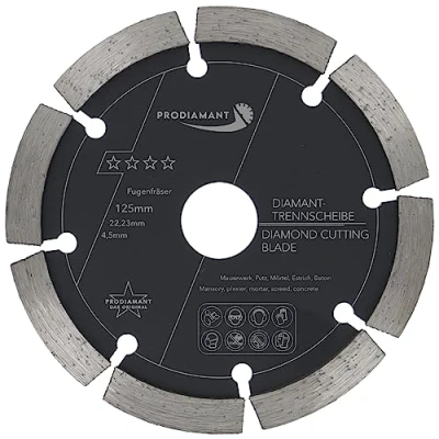 Abbildung von PRODIAMANT Fugenfräser ø 125mm Breite 4,5mm Frässcheibe für Mauerwerk Mörtel Fugen und Putz 10mm Segmenthöhe