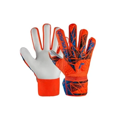 Abbildung von Reusch Attrakt Starter Solid Finger Support Junior Torwarthandschuhe für Kinder alle Spielfeldoberflächen, 5, orange blau
