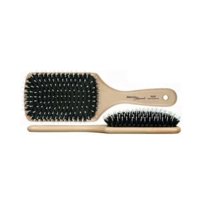 Abbildung von HERCULES SÄGEMANN Paddle Brush, 11 reihig Haarpflegebürste aus Holz zum Entwirren, mit Wildschweinborsten und Polyamidstiften kleinen Kugelköpfen für gesundes Haar Farbe: Helles