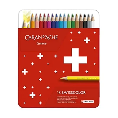 Abbildung von Caran d&#039;Ache Swisscolor Metall Etui mit 18 wasserfesten Farbstiften, 1284718, bunt, os