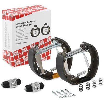Abbildung von FEBI BILSTEIN 37562 Bremsensatz, Trommelbremse Hinterachse mit Radbremszylinder, Zubehör, Anbaumaterial VOLKSWAGEN: Fox Hatchback