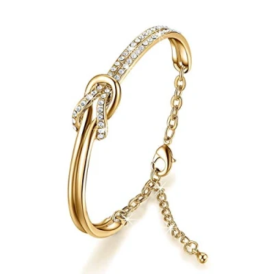 Abbildung von NINAMAID Damen Armband mit Klare Swarovski Kristalle Element Vergoldet Armbander for 7 Inches