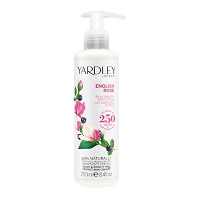 Abbildung von Yardley London English Rose Body Lotion, florale Körpercreme mit Sheabutter und Vitamin E, beruhigende pflegende Körperlotion für Frauen, 250ml