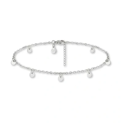 Abbildung von GD GOOD.designs Fußkettchen für Damen in Silber I Wasserfeste Plättchen Fußkette verstellbar (22 27cm) aus Edelstahl Silberner Frauen Fußschmuck mit Coins