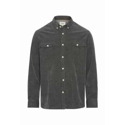 Abbildung von camel active Herren Langarm Hemd in Regular Fit aus Cord Dunkel Grau Menswear S