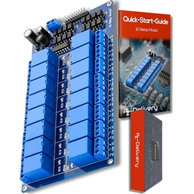 Abbildung von AZDelivery 16 Relais Modul 12V mit Optokoppler Low Level Trigger kompatibel Arduino inklusive E Book!