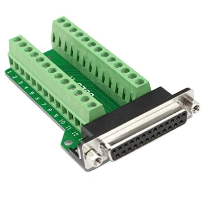 Abbildung von Futheda D sub DB25 M2 Buchse Breakout Board Connector 25 Pin 2 reihig lötfrei PCB Terminal Block Adapter mit Rändelschrauben