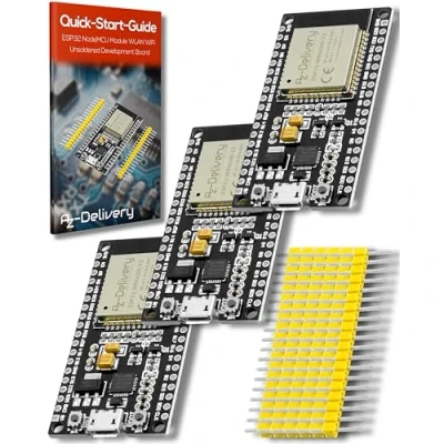 Abbildung von AZDelivery 3 x ESP 32 Dev Kit C unverlötet NodeMCU Module WLAN WiFi Development Board mit CP2102 (Nachfolgermodell zum ESP8266) und kompatibel Arduino inklusive E Book!…