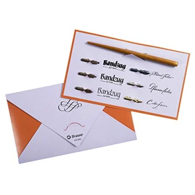 Abbildung von Brause 1137B Kalligraphie Set Tasche (mit Schreibfederhalter in Holz und 6 Federn, elfenbein) 137B