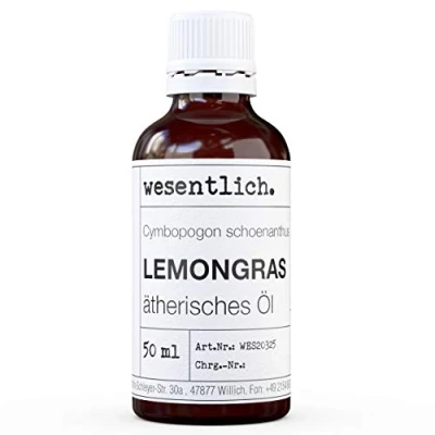 Abbildung von wesentlich. Lemongras Öl ätherisches 100% naturrein (Glasflasche) u.a. für Duftlampe und Diffuser (50ml)