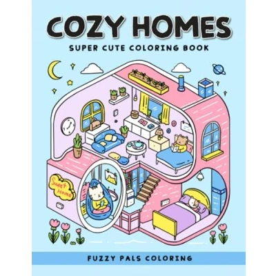 Abbildung von Cozy Homes: Super Cute Coloring Book for Adults and Teens Featuring Adorable Fuzzy Animals in Comfy Corners Relaxation (Cozy Books)