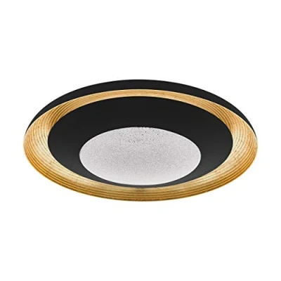 Abbildung von Eglo 98527 LED Deckenleuchte CANICOSA 2 schwarz, gold transparent Ø49,5cm H:9cm mit Fernbedienung