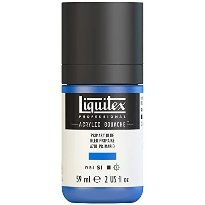 Abbildung von Liquitex 2059420 &#039;Liquitex Professional Acrylic Gouache, Acrylfarbe mit Gouache Eigenschaften, Lichtecht, wasserfest, 59ml Dosier Flasche Primärblau