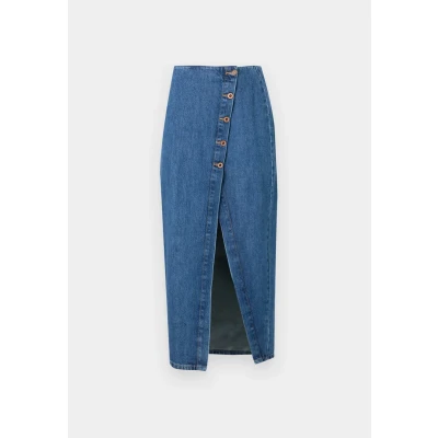 Abbildung von Pepe Jeans MIDI Skirt SLIT Jeansrock, Damen, Größe: Medium, Blue denim