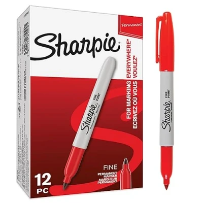 Abbildung von Sharpie Permanent Marker Stifte mit feiner Spitze Rot 12 Stück Market Set