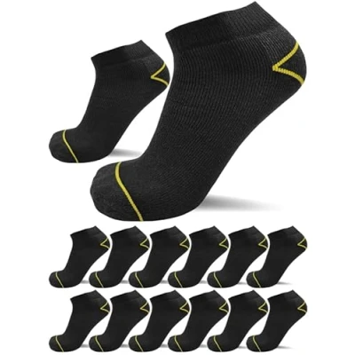Abbildung von sogzz Arbeitssocken Sneaker Socken Herren kurz 12 Paar Arbeit Socken, Arbeitersocken z.B. für Arbeitsschuhe, Work Socks, Modell: Basic, 43 46, Schwarz/Schwarz