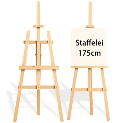 Abbildung von Staffelei Holz groß 175 cm Leinwand Ständer Hochzeit Staffeleien Feldstaffelei höhenverstellbar Holzstaffelei für Kinder und Erwachsene Kieferholz