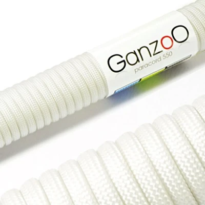 Abbildung von Ganzoo Paracord 550 Seil Weiß 4mm Schnur Typ 3, Nylon &amp; Polyester, ideal für Basteln von Hundeleine Halsband Armband/Camping Survival und Outdoor 30 Meter Allzweckseil 7 Innenstränge