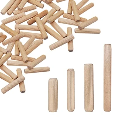 Abbildung von SKIR&#039;CO (150 Stück) Holzdübel 8 x 60 mm, gerillte Holzdübel, geriffelte Stifte für Möbel, Dübel