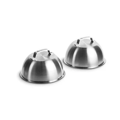 Abbildung von BURNHARD Edelstahl Burgerglocken 2 er Set, 16 x 9 cm, Schmelzglocke für Cheeseburger