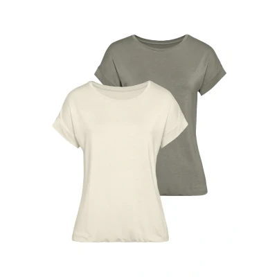 Abbildung von Lascana Tshirt basic beige, khaki, Damen, Größe: 40/42, Beige/khaki