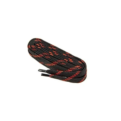 Abbildung von Flache Schnürsenkel für Arbeitsschuhe, Gesundheitsschuhe und Sicherheitsschuhe robustes Gewebe, von Worker Walker Laces Pro, 1 Paar (9131 schwarz mit rot / 120 cm 47 zoll)