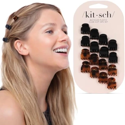Abbildung von Kitsch kleine Haarspangen für Frauen, recycelter Kunststoff, Klauenklammern &amp; Mini Klauenclips Haare, dünnes Haar, winzige Kieferklammer 16 Stück (Schildkröte