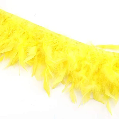 Abbildung von Sowder Truthahnfedern Fransenbesatz für Party Hochzeit Kleid Nähen Handwerk Kostüme Dekoration 2 Yards(gelb)