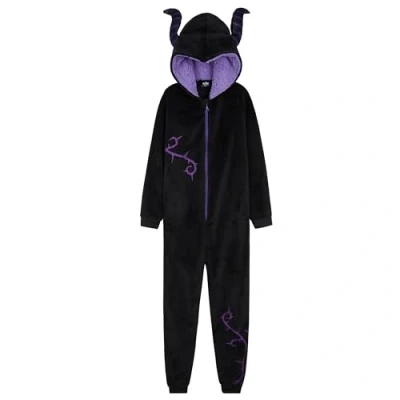 Abbildung von Disney Stitch Onesie Mädchen, Kuschelige Warm Einteiler Schlafanzug Kinder, Baby Yoda Geschenke für Mädchen Weihnachten (Schwarz Maleficent, 13 14 Jahre)