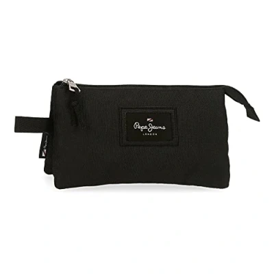 Abbildung von Pepe Jeans Aris Dreifach Federmäppchen, 22 x 12 5 cm, Schwarz , 22x12x5 cms, Etui