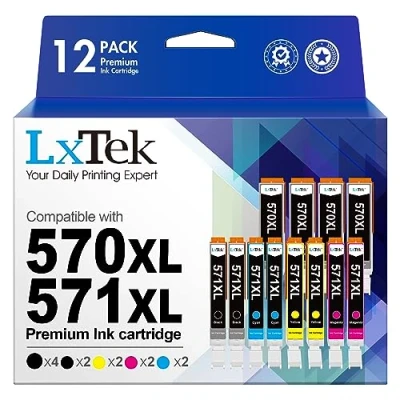 Abbildung von LxTek 570XL 571XL Patronen Multipack Kompatibel für Canon PGI CLI TS5050 Druckerpatronen PIXMA MG5750 TS6051 MG6850 TS6050 MG5700 MG5751 MG5752 MG6800 MG6851 MG6852 (12er Pack)