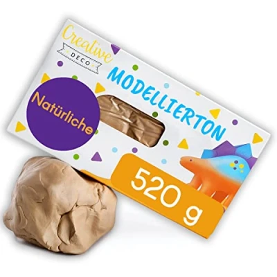 Abbildung von Creative Deco 520g Wiederverwendbar Modelliermasse Lufttrocknend Lufttrocknender Ton Terrakotta Knete Modellierton für Kinder und Erwachsene Perfekt Bastelarbeiten Nicht klebender Block