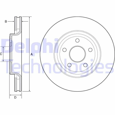 Abbildung von DELPHI BG9121C Bremsscheibe 350 32 5 Belüftet beschichtet hochgekohlt ohne Radlager, ABS Sensorring JEEP: GRAND CHEROKEE 4