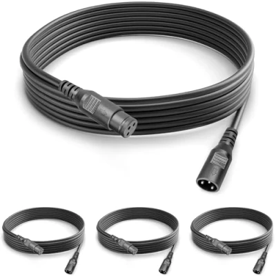 Abbildung von wecan 4Pack Dmx Kabel 3m 4er Set 3 Pin XLR 3m, Stecker Buchse mit Lichtkabel für Controller Moving Head Signal Connector