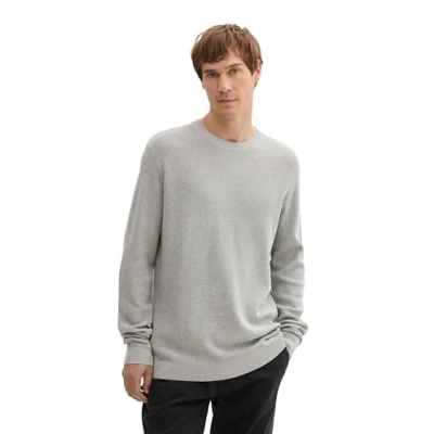 Abbildung von TOM TAILOR Herren Basic Strickpullover aus Baumwolle, 36293 Bright Stone Grey Melange, XXXL