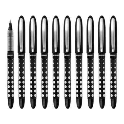 Abbildung von Westcott PULSAR Tintenroller Schwarz 10 Stück Vorteilspack Rollerball Pen schwarze Tinte präzise 0,5 mm Strichstärke, transp. Füllstandsanzeige, Kapillartechnologie, ergonom. Griff E 730624 00