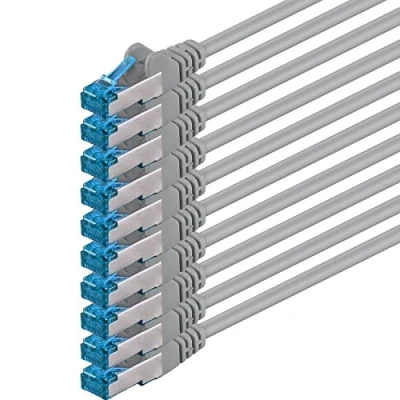 Abbildung von 0.25m CAT6a Netzwerkkabel grau 10 Stück CAT 6 A Patchkabel 10000 Mbit s SFTP PIMF 500 MHz kompatibel zu CAT5 CAT6 CAT7 DSL Internet Switch Router