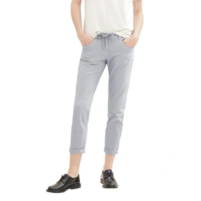 Abbildung von TOM Tailor Tapered Stoffhose, Damen, Größe: 36x28, Navy stripe