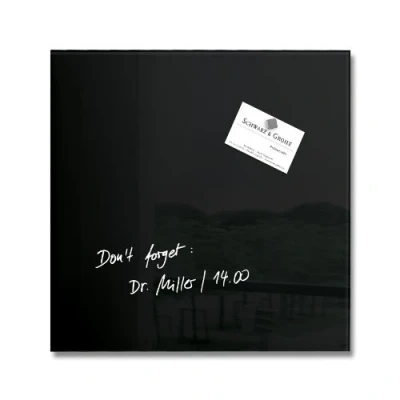Abbildung von SIGEL GL157 kleine Premium Glas Magnettafel 30 x cm schwarz hochglänzend, SGS geprüft, einfache Montage, incl. 2 Magnete, Artverum